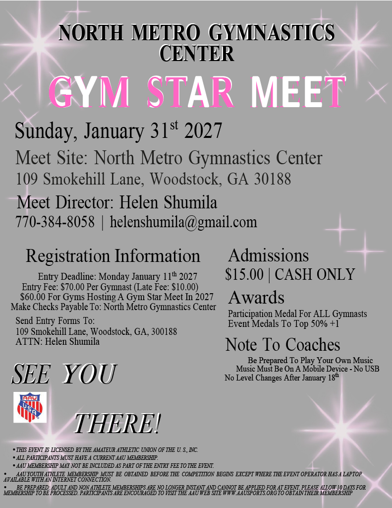 Gym Stars 2027 Meet Flyer